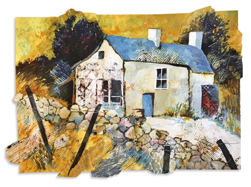 acrylic and collage on paper