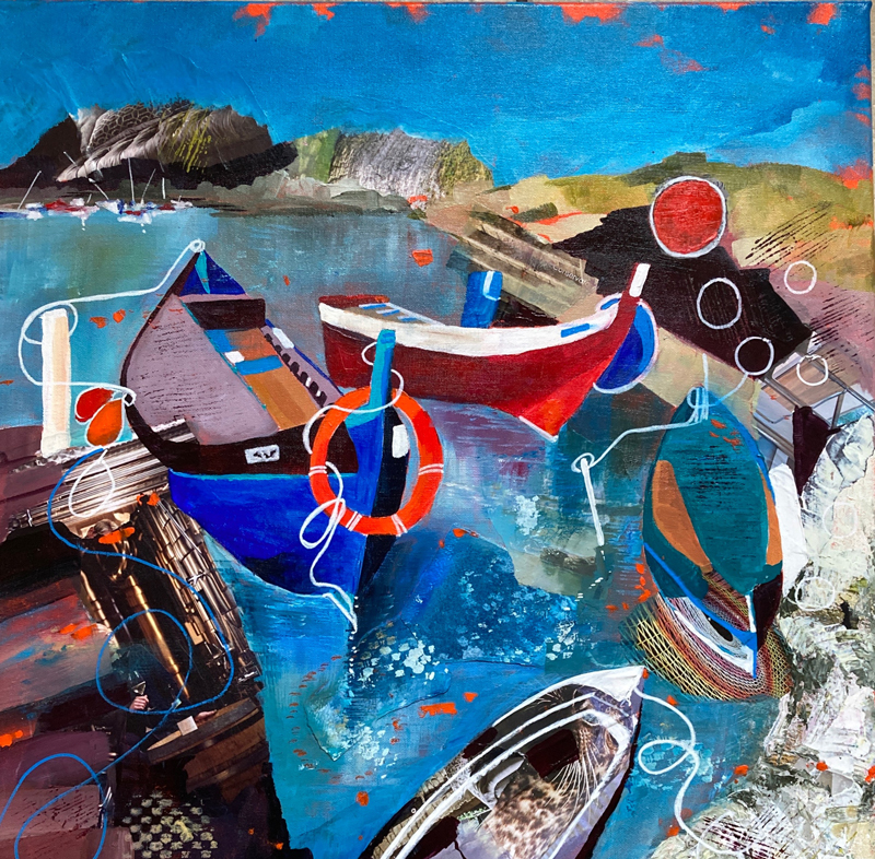 acrylic and collage on canvas 60x60