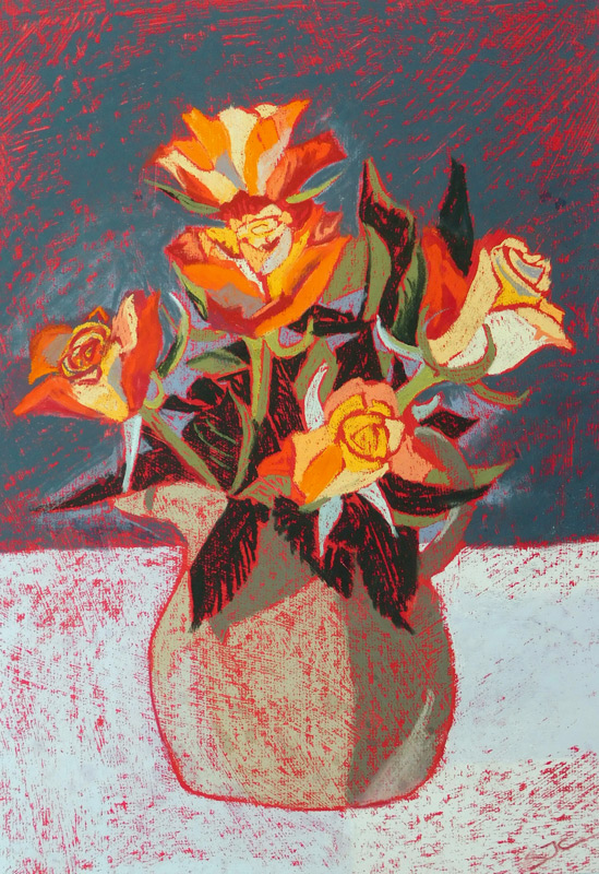 pastel on sanded paper